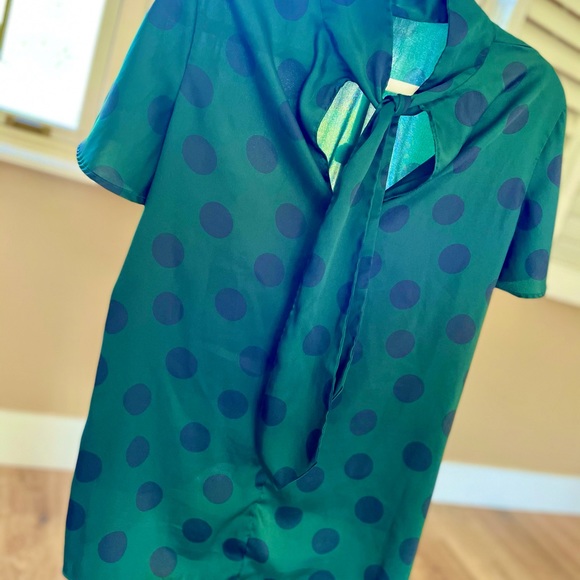 Zara Silk Polka Dot with Bow Necktie Blouse - Picture 5 of 8